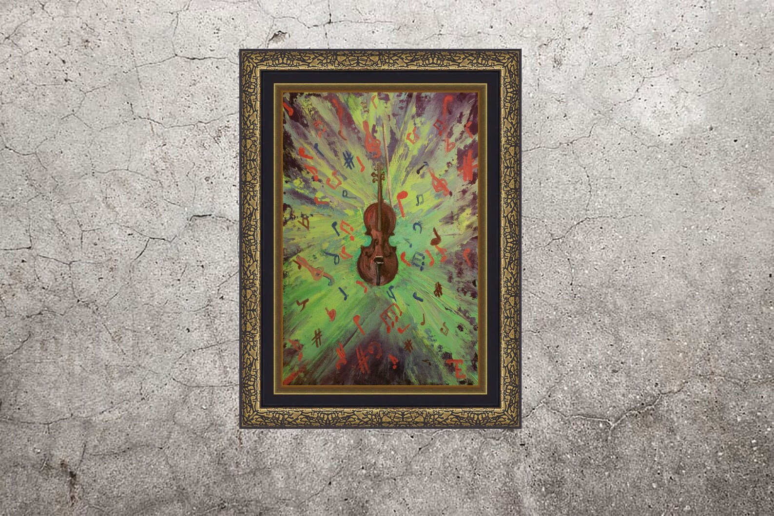 Music Note Wall Art Abstract Painting Oil Original Art Small Etsy