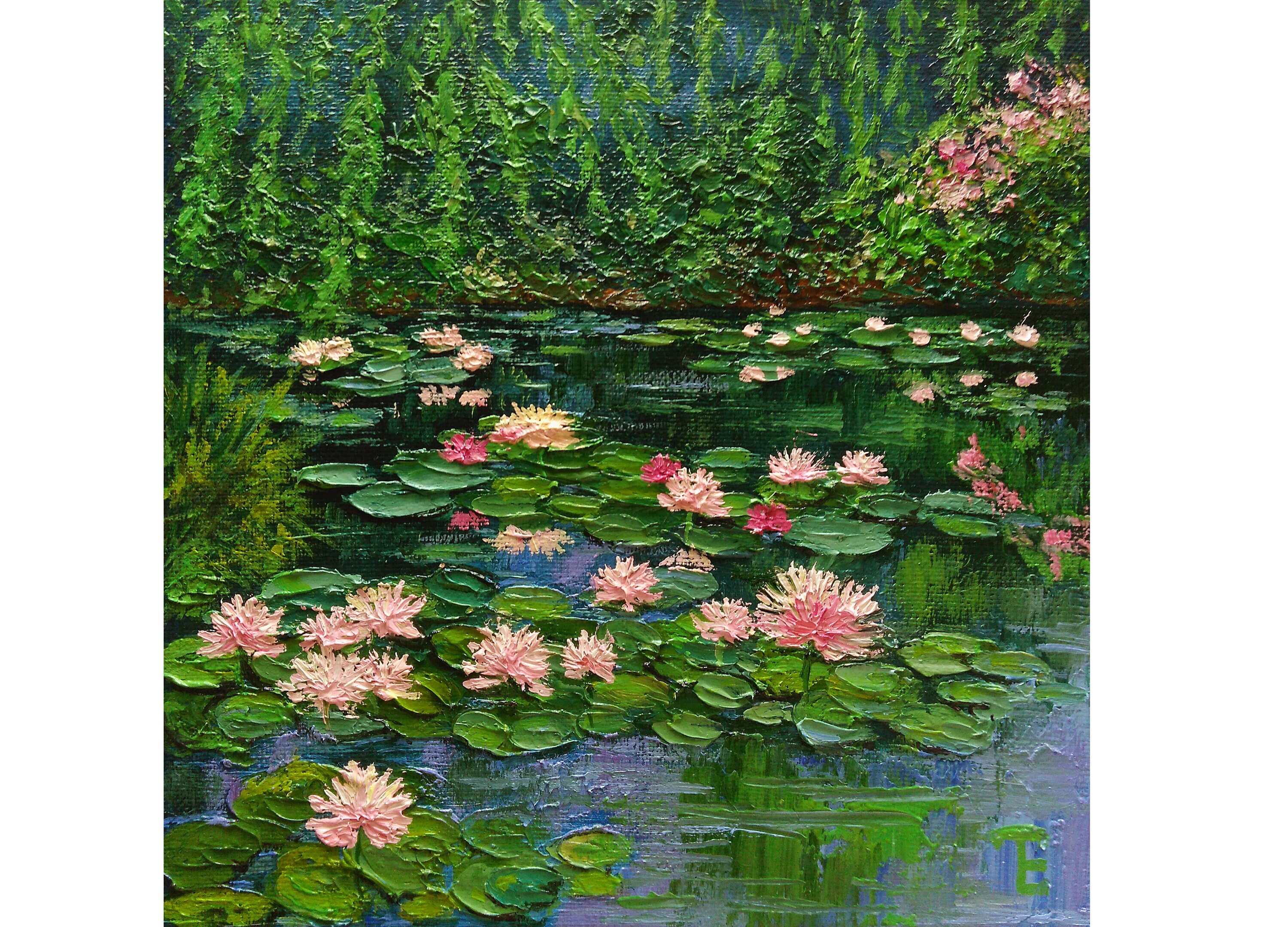 Seerose Malerei Teich Blumen Kunst Original Öl Impressionismus Etsy