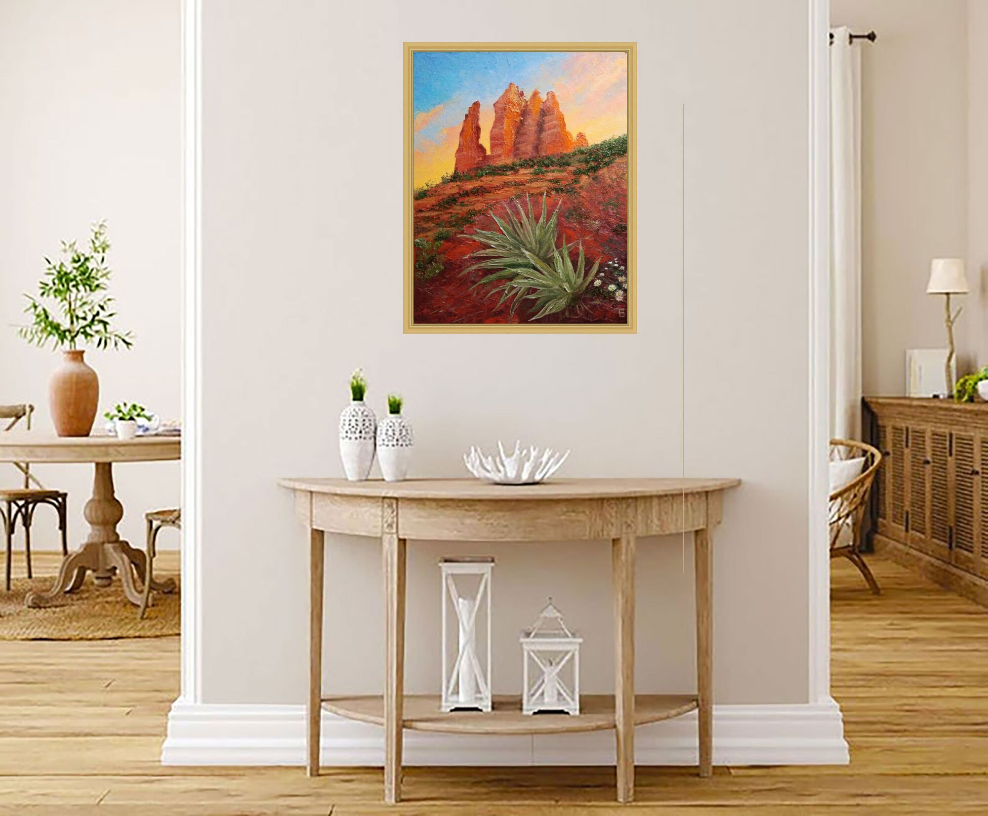 Sedona Wall Art Arizona Painting Mountain Original Cactus Etsy