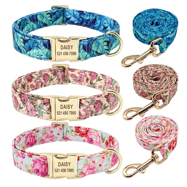 Personalized Designer Dog Collar Set with Leash