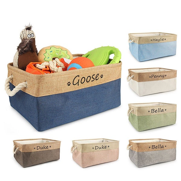 Personalized Dog Basket with Dog Name Toy Basket Cat Stuff Dog Toy Storage Gift for Dog Lovers