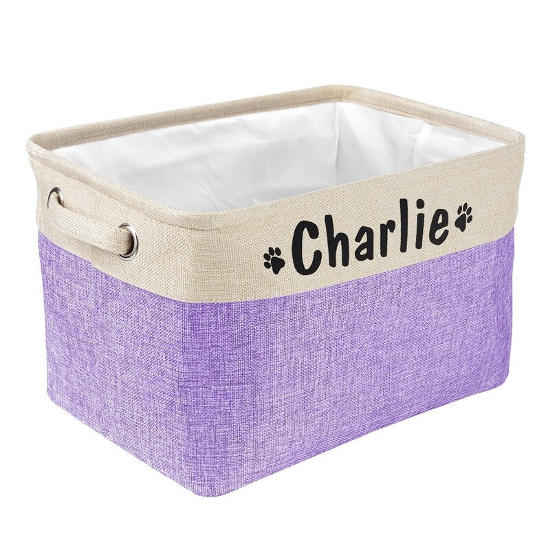 Personalized dog basket, toy basket, dog toy storage bag, grooming bag, pet storage, gift for dog lovers Lila/Purple