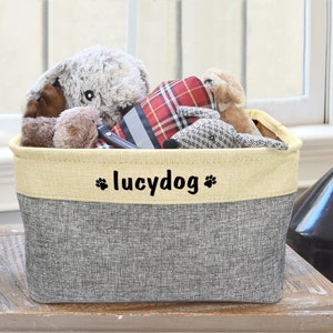 Personalized dog basket, toy basket, dog toy storage bag, grooming bag, pet storage, gift for dog lovers image 10