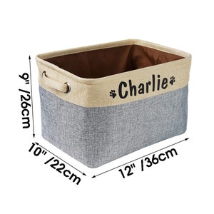 Personalized dog basket, toy basket, dog toy storage bag, grooming bag, pet storage, gift for dog lovers image 2