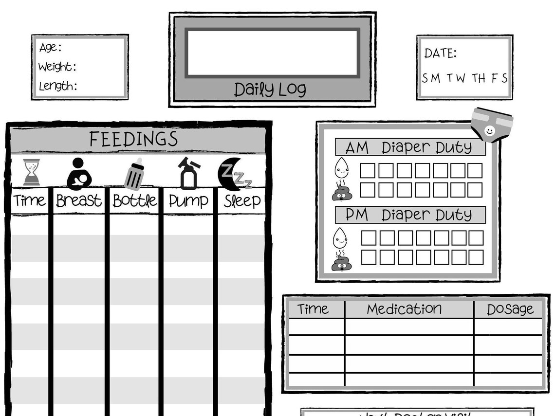 Printable Baby Feeding Log Newborn Feeding Journal Feeding - Etsy