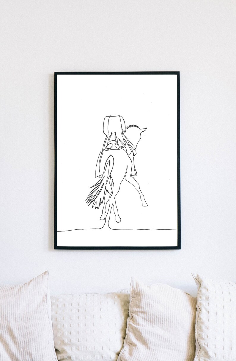 Horse One Line Horse One Line Drawing Half Pass Art Horse Etsy