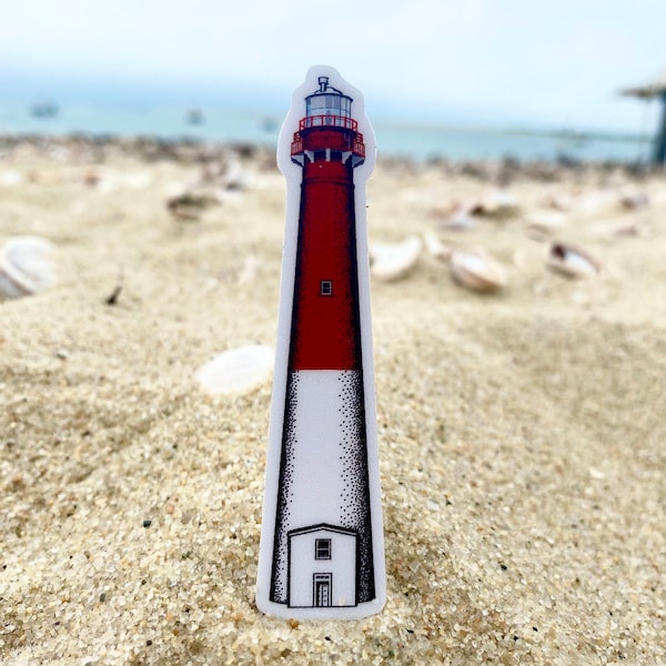 Barnegat Lighthouse Sticker, New Jersey, LBI, Jersey Shore, Decal, Vinyl Die-cut Sticker, Indoor/Outdoor, Dishwasher safe