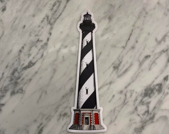 9" Cape Hatteras Lighthouse Sticker, Outer Banks North Carolina OBX Phone Laptop Decal Vinyl Die-cut Sticker, Indoor/Outdoor
