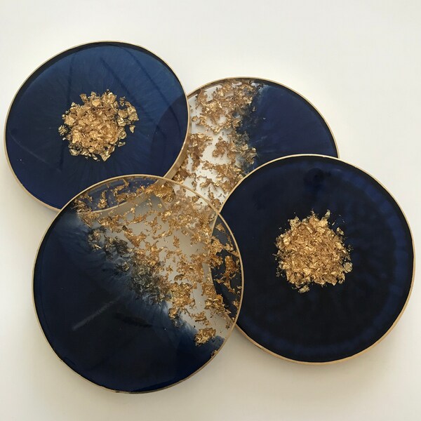 Blue and gold coasters