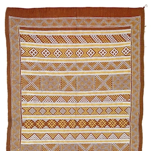 Brown Moroccan Kilim Rug: Geometric Wool Rug, Handmade