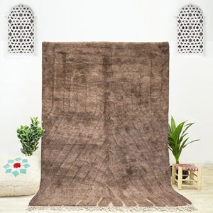 Brown Moroccan Rug, Handmade Moroccan Berber Rug, Brown Area Rug, 8x10 Rug, Brown Bedroom Rug, Beni Ourain Carpet, Geometric Rug