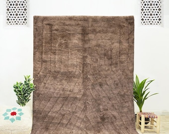 Handmade Brown Moroccan Rug: Beni Ourain Berber Carpet, 8x10