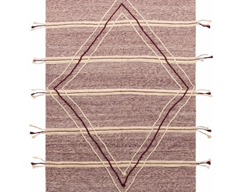 Brown Wool Kilim Rug: Handmade Moroccan Berber Rug, Boho Decor (9x12)