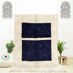 Handwoven Blue Moroccan Rug: Abstract Wool Shag Rug