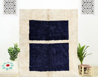 Handwoven Blue Moroccan Rug: Abstract Wool Shag Rug