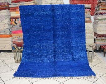 Azure Beni Ourain Moroccan Rug: Handwoven Wool Area Rug
