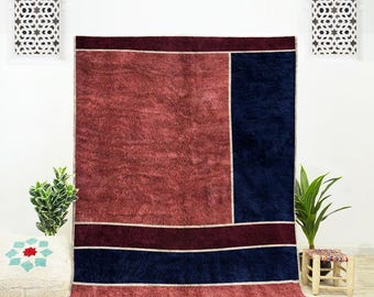 Red Abstract Moroccan Rug | Handwoven Wool, Contemporary Design