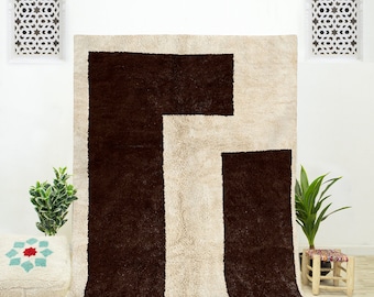 Brown Moroccan Rug | Earthy Wool Rug | Brown Abstract Rug | Large Brown Area Rug | Brown Berber Rug | Brown Living Room | Moroccan Area Rug