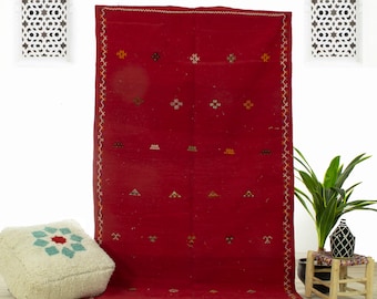 Custom rug - Moroccan rug - area rug - handmade rug - Red rug - Red area rugs - Authentic Moroccan rug - Moroccan Kilim rug