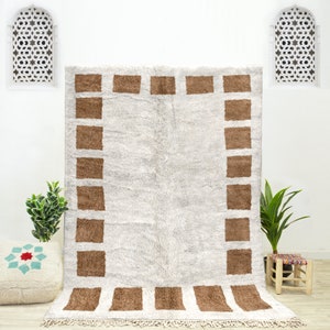 Checkered area rug, handmade Beni Ourain rug, Moroccan Berber checkerboard custom cug