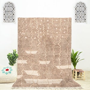 Off White Sheepskin Rug, Handmade Berber Rug, Moroccan Shag Rug, Beni Ourain Rug, Area Rug 8x10