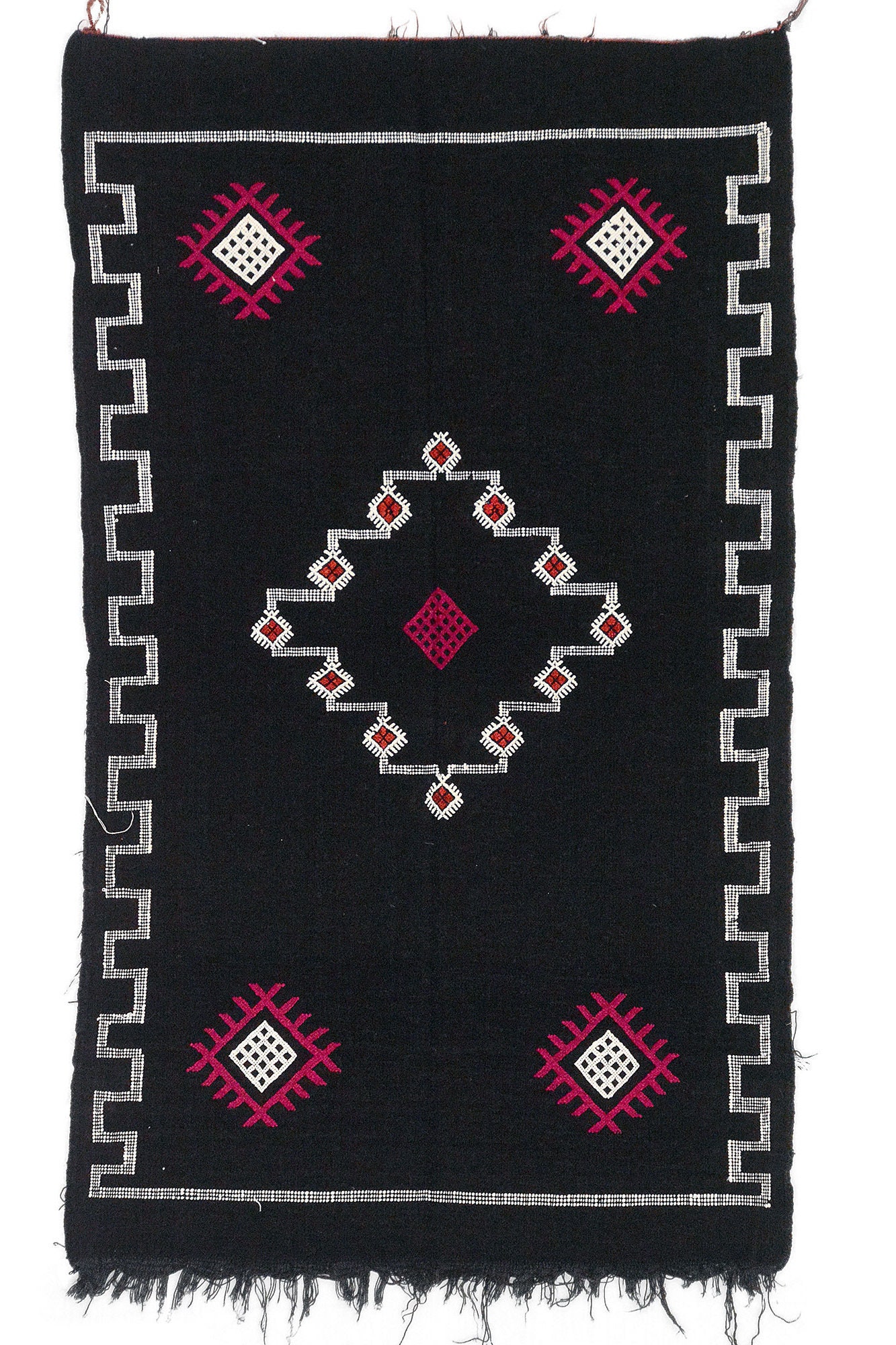 Petit Tapis Contemporain - Tapis Marocain de Zone Oued Zem Fait à La Main Noir 3x5.1 en Laine