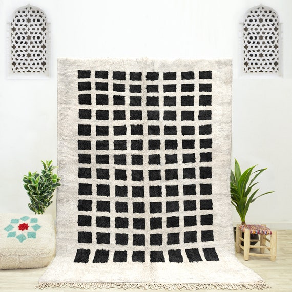 Black and 2024 white checkered rug