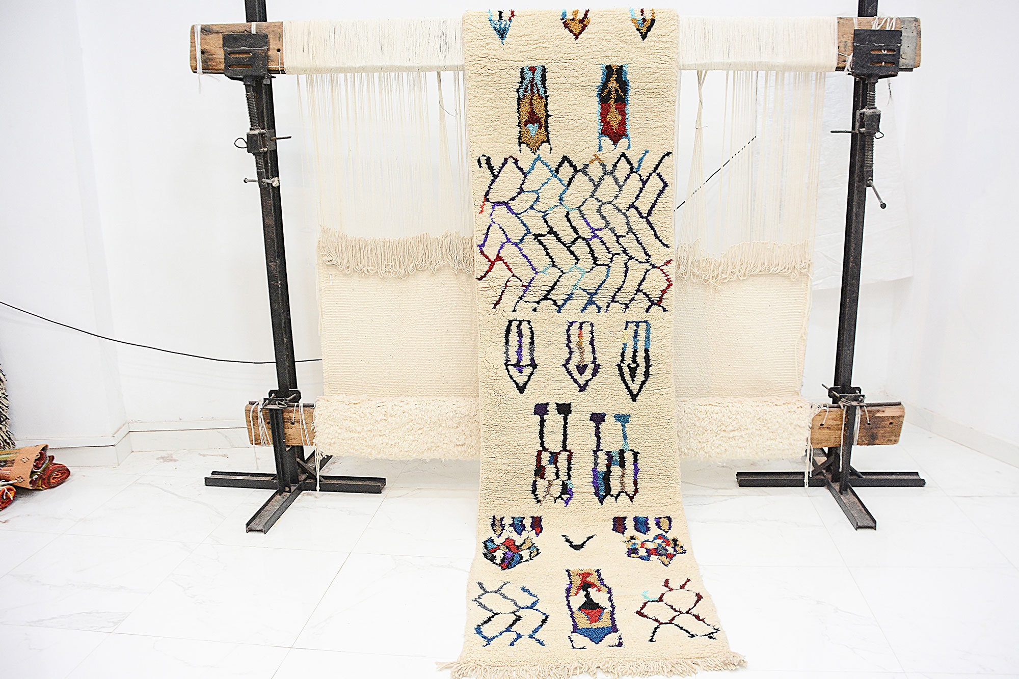 Tapis Runner - Tapis Contemporain Floor Runner Marocain Tapis de Zone Beni Ourain Fait à La Main Col