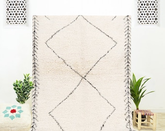 Tapis Berbère Marocain Beni Ourain – Laine Tissée Main 2.8x6.2 Ft – Style Bohème