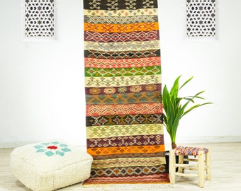 runner rug - Kilim Runner - Moroccan rug - area rug - handmade rug - Colorful rug - area rugs 2.7x7.4 - Authentic Moroccan rug - wool rug