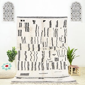 Custom Moroccan Rug: Handmade Off-White Berber Area Rug