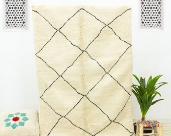 Moroccan rug - area rug - beni ourain rug - handmade rug - Off-white rug - area rugs - Authentic Moroccan rug