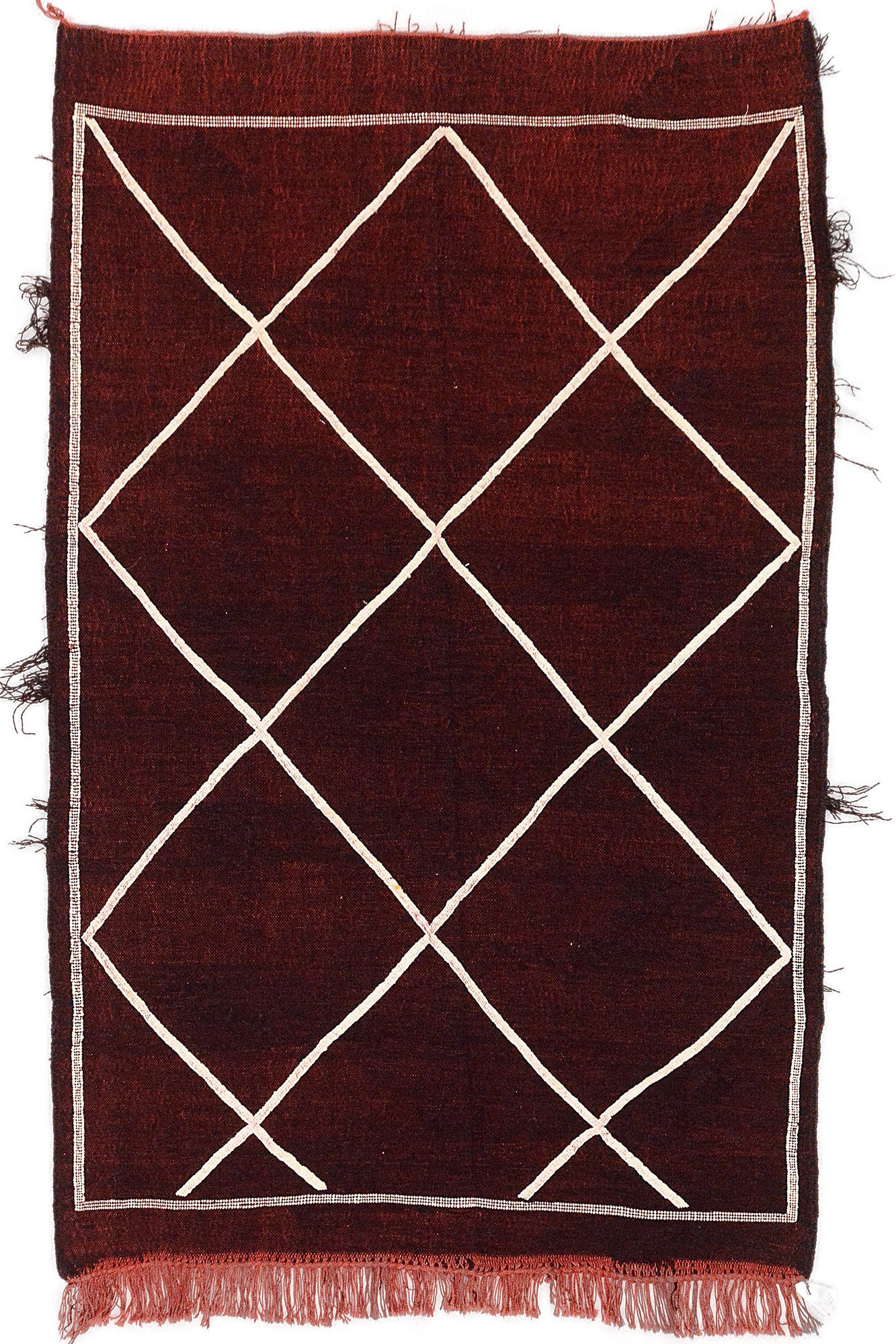 Petit Tapis Contemporain - Tapis Marocain de Zone Oued Zem Fait à La Main Noir 3x4.8 en Laine