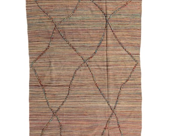 Tapete Kilim Marroquino Colorido: Tapete Berbere de Lã Geométrico