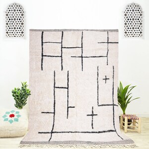 Custom Moroccan Berber Rug, Handmade Rug, Beni Ourain Rug, Geometric Rug, Moroccan Shag Rug