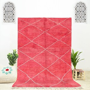 Red Rug, Moroccan Shag Rug, Area Rug 8x10, Beni Ourain Rug, Handmade Wool Rug, Rug for Living Room