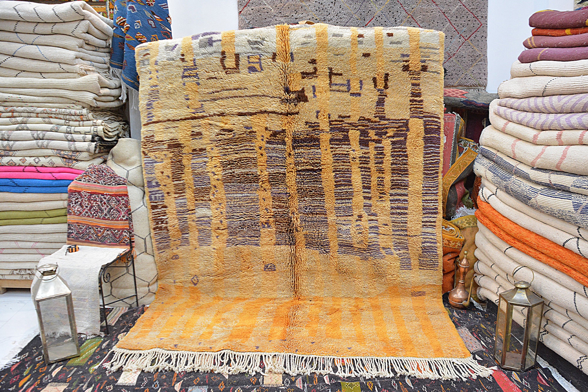 Contemporary Rug - Contemporary Moroccan Rug 100% Wool Amazigh Design Warmth Coziness Rug