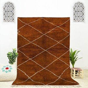 Brown Beni Ourain Rug: Handwoven Moroccan Wool Area Rug