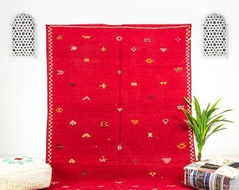 Moroccan Kilim Rug, Red Kilim Rug, Moroccan Rug, Handmade Rug, Area Rug 8x10, Boho Rug, Bohemian Decor, Bedroom Rug