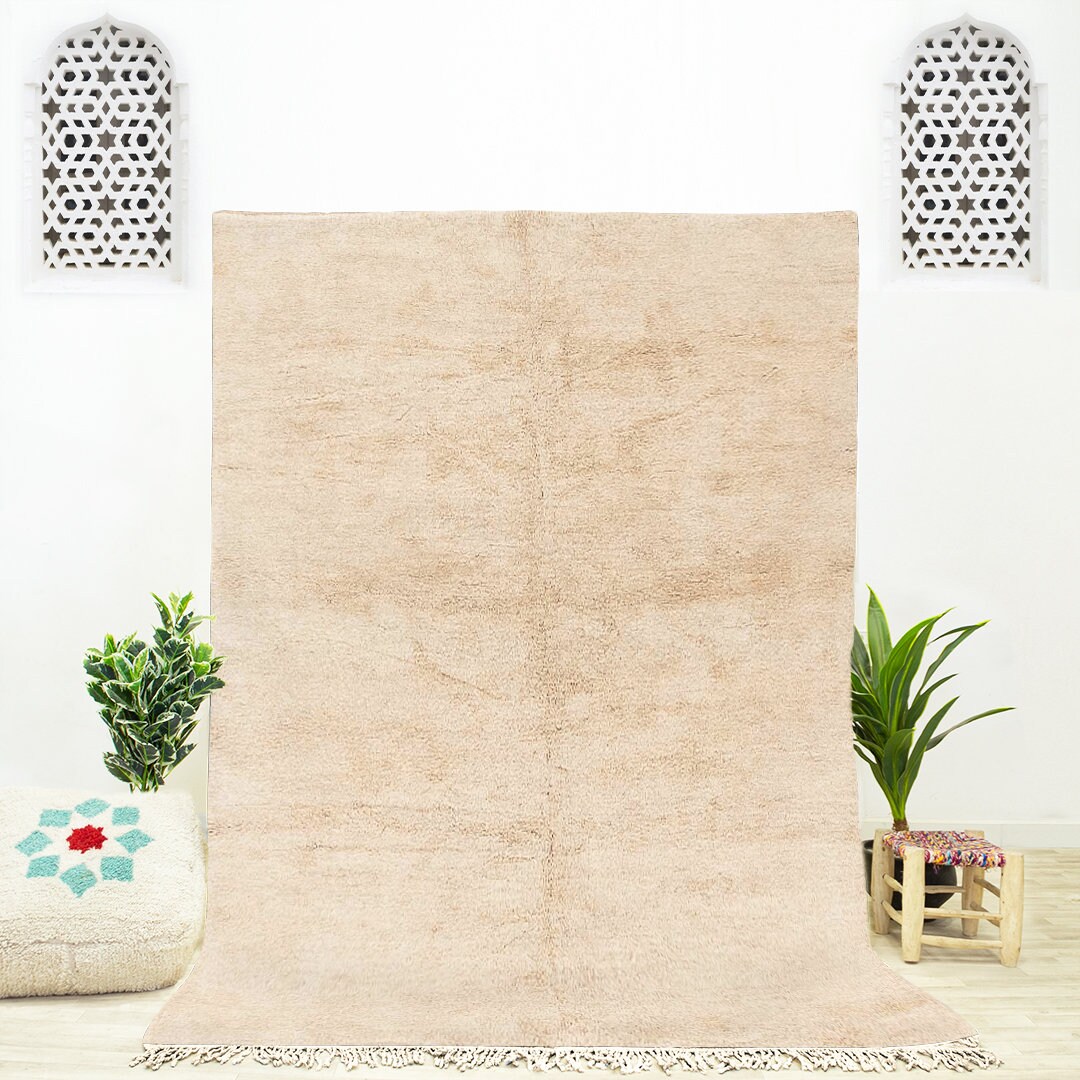 Handmade Off White Beni Ourain Rug: Moroccan Berber Shag Rug
