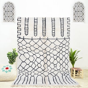 Contemporary Custom - Moroccan rug - area rug - beni ourain rug - handmade rug - White rug - area rugs - Authentic Moroccan rug