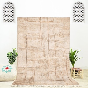 Brown Moroccan Rug, Handwoven Beni Ourain Rug, Brown Carpet, Moroccan Wool Rug, Neutral Home Decor, 6x9 Living Room Rug