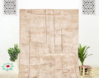 Handwoven Brown Beni Ourain Rug: Moroccan Wool Carpet