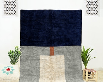 Moroccan wool rug - Grey Abstract rug - Beni Ourain rug - Berber rug - Handmade rug - Contemporary rug - Morocco rug - Modern rug