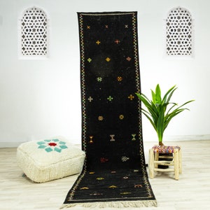 Runner rug - Custom Floor Runner rug - Moroccan rug - area rug - handmade rug - Black rug - Black area rugs - Authentic Moroccan rug