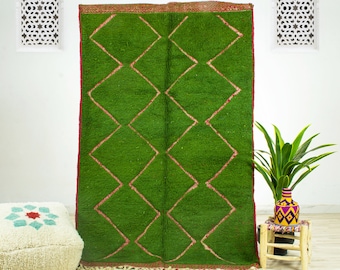 Contemporary Medium rug - Moroccan rug - area rug - beni ourain rug - handmade rug - Green rug - area rugs 4.8x7.7 - Authentic Moroccan rug