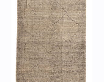 Neutral Brown Moroccan Kilim Rug: Handwoven Wool Berber Rug