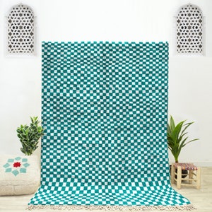 Custom Beni Ourain Moroccan checkered rug for living room