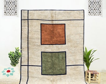 Moroccan Berber Rug, White Rug for Bedroom Color, Berber Area Rug 9x12, Living Room Rug, Geometric Rug, White Modern Rug