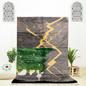Custom Abstract Rug, Moroccan Shag Rug, Beni Ourain Rug, Area Rug 8x10, Art Rug, Boho Decor